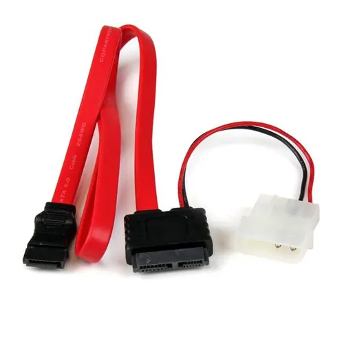 StarTech.com SLSATAF20 kabel SATA 0,508 m SATA 13-pin SATA 7-pin + Molex (4-pin) Czerwony