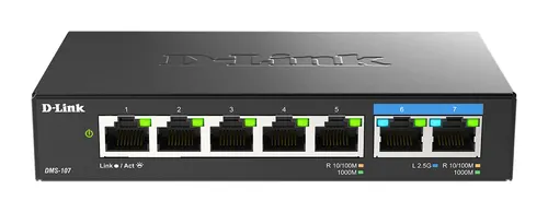 D-Link DMS-107/E przełącznik sieciowy Nie zarządzany Gigabit Ethernet (10/100/1000) Czarny