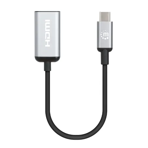 Manhattan 153706 adapter kablowy 0,15 m USB Type-C HDMI Typu A (Standard) Czarny, Srebrny