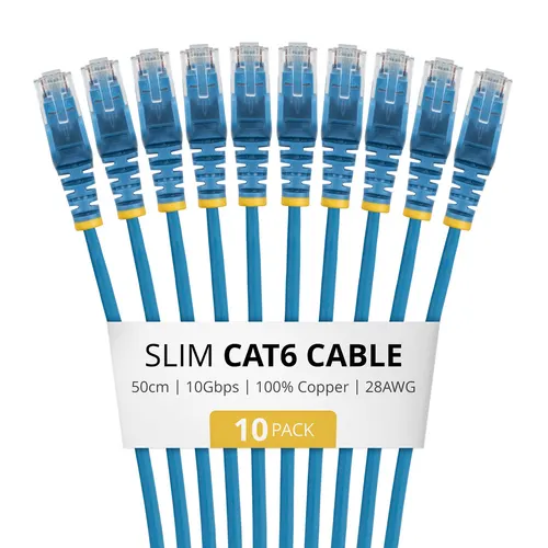 StarTech.com N6PAT50CMBLS10PK kabel sieciowy Niebieski 0,5 m Cat6 U/UTP (UTP)