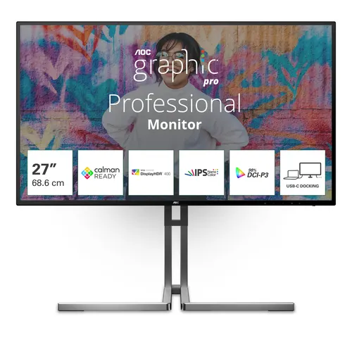 AOC U3 U27U3CV monitor komputerowy 68,6 cm (27") 3840 x 2160 px 4K Ultra HD LCD Czarny