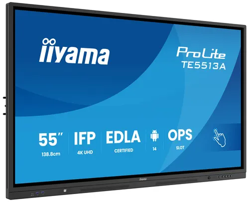 iiyama TE5513A-B1AG signage display Interaktywny płaski panel 138,7 cm (54.6") Wi-Fi 500 cd/m² 4K Ultra HD Czarny Ekran dotykowy Procesor wbudowany Android 18/7