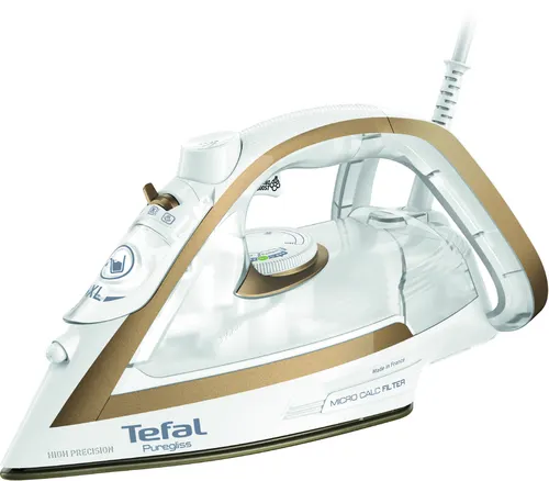Tefal Puregliss FV8042 Żelazko suche i parowe Durilium AirGlide Autoclean soleplate 3000 W Brąz, Biały