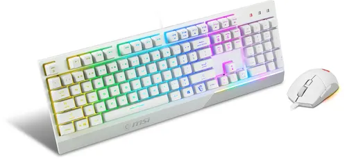 MSI VIGOR GK30 klawiatura Dołączona myszka Gaming USB QWERTY Amerykański międzynarodowy Biały