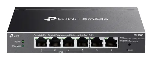 TP-Link Omada ES206GP przełącznik sieciowy Zarządzany Gigabit Ethernet (10/100/1000) Obsługa PoE Czarny