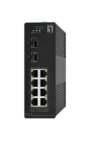 LevelOne IGS-2110P przełącznik sieciowy Zarządzany L2 Gigabit Ethernet (10/100/1000) Obsługa PoE Czarny