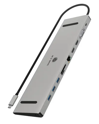 ICY BOX IB-DK2106a-CPD Przewodowa USB 3.2 Gen 1 (3.1 Gen 1) Type-C Antracyt, Czarny