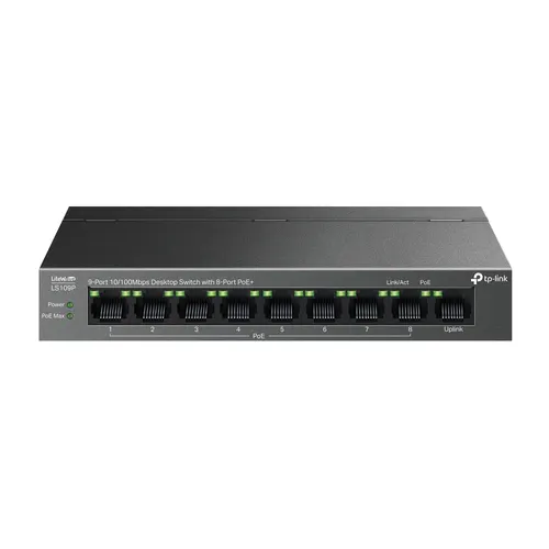TP-Link LiteWave LS109P przełącznik sieciowy Nie zarządzany Fast Ethernet (10/100) Obsługa PoE Czarny