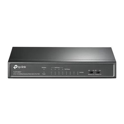 TP-Link TL-SF1008LP przełącznik sieciowy Nie zarządzany Fast Ethernet (10/100) Obsługa PoE Czarny