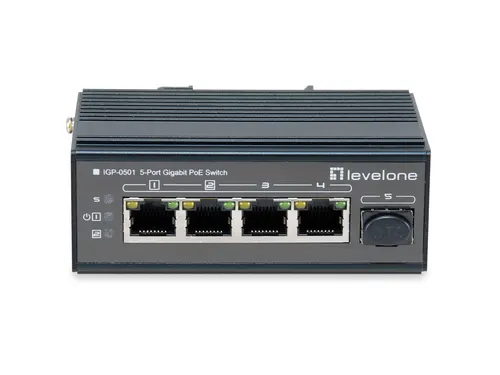 LevelOne IGP-0501 przełącznik sieciowy Gigabit Ethernet (10/100/1000) Obsługa PoE Czarny