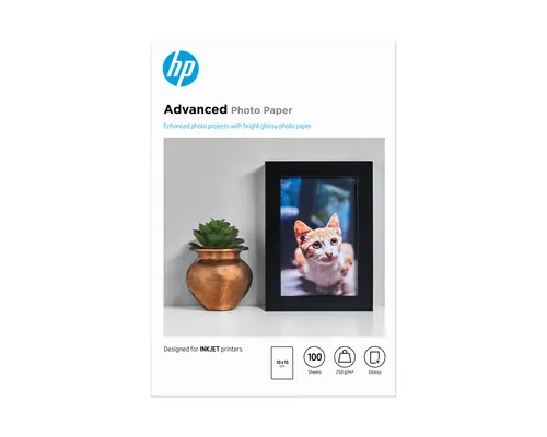 HP Papier fotograficzny Advanced, błyszczący, 250 g/m2 10 × 15 cm (10 × 15 cm), 100 arkuszy