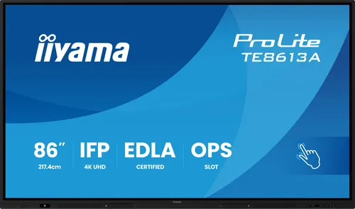 iiyama TE8613A-B3AG signage display Interaktywny płaski panel 2,17 m (85.6") LCD Wi-Fi 500 cd/m² 4K Ultra HD Czarny Ekran dotykowy Procesor wbudowany Android 24/7