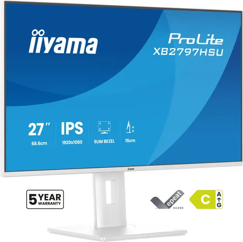 iiyama ProLite XB2797HSU-W1 monitor komputerowy 68,6 cm (27") 1920 x 1080 px Full HD LED Biały