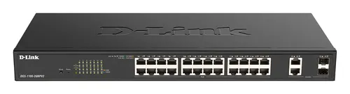 D-Link DGS-1100-26MPV2/E przełącznik sieciowy Zarządzany L2 Gigabit Ethernet (10/100/1000) Obsługa PoE Czarny