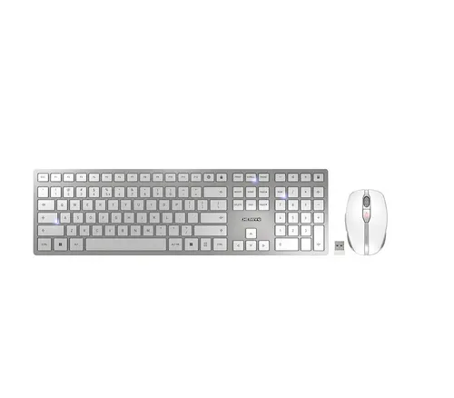 CHERRY DW 9100 SLIM klawiatura Dołączona myszka Uniwersalne RF Wireless + Bluetooth QWERTY US English Srebrny