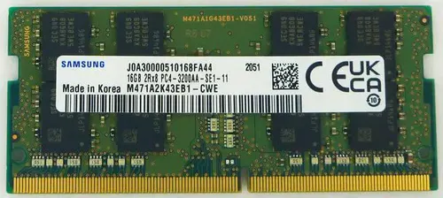 Samsung M471A2K43EB1-CWE 16GB DDR4 3200MHz PC4-25600 SODIMM moduł pamięci 1 x 16 GB 3200 MT/s 260-pin SO-DIMM