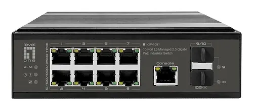 LevelOne IGP-1091 Zarządzany L3 2.5G Ethernet (100/1000/2500) Obsługa PoE Montaż na biurku/ścianie Czarny