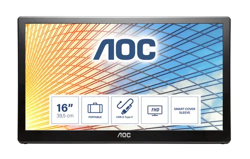 AOC E1659FWU przenośny telewizor / monitor Czarny 39,6 cm (15.6") 1366 x 768 px