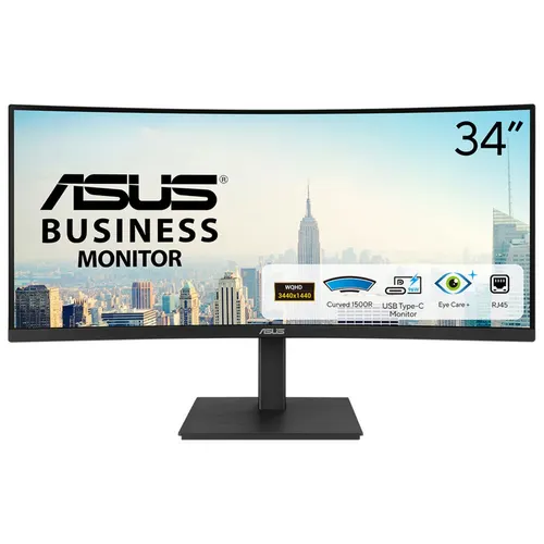 ASUS VA34VCPSR monitor komputerowy 86,4 cm (34") 3440 x 1440 px Wide Quad HD LCD Czarny