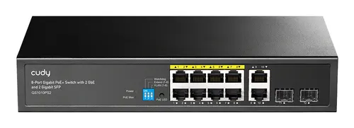 Cudy GS1010PS2 przełącznik sieciowy Nie zarządzany Gigabit Ethernet (10/100/1000) Obsługa PoE Czarny