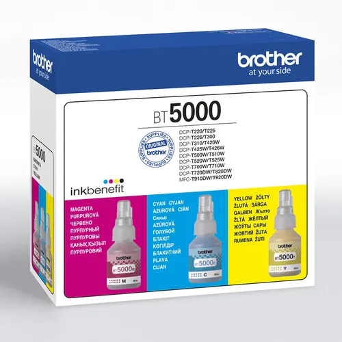 Brother BT5000CLVAL nabój z tuszem 3 szt. Oryginalny Cyjan, Purpurowy, Żółty