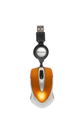 Verbatim Go Mini myszka Biuro USB Typu-A Optyczny 1000 DPI, pomarańczowa