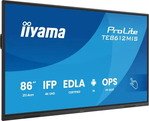 iiyama TE8612MIS-B4AG signage display Kiosk 2,17 m (85.6") LCD Wi-Fi 400 cd/m² 4K Ultra HD Czarny Ekran dotykowy Procesor wbudowany Android 24/7