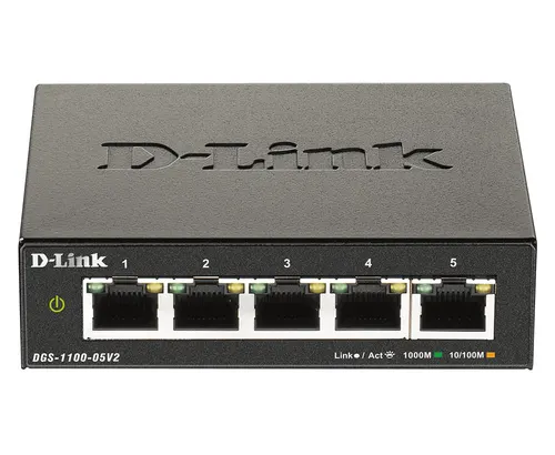 D-Link DGS-1100-05V2/E przełącznik sieciowy Zarządzany L2 Gigabit Ethernet (10/100/1000) Czarny