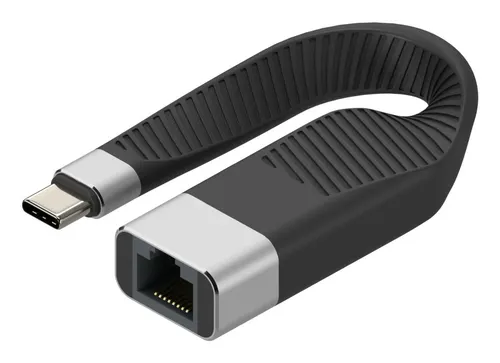 Techly ICOC USBC-RJ45 kabel sieciowy Czarny 0,144 m Płaski