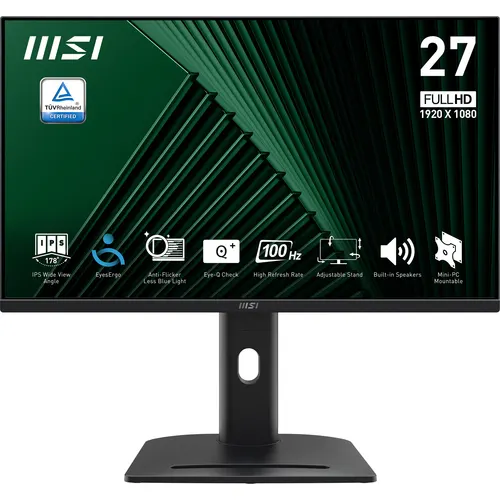 MSI PRO MP275PG monitor komputerowy 68,6 cm (27") 1920 x 1080 px Full HD LCD Czarny