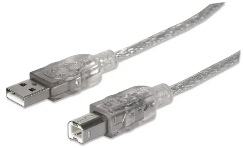 Manhattan 340458 kabel USB USB 2.0 3 m USB A USB B 0,48 Gbit/s Srebrny