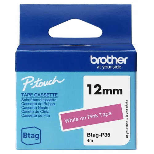 Brother BTAG-P35 taśmy do etykietowania Biały na różowym