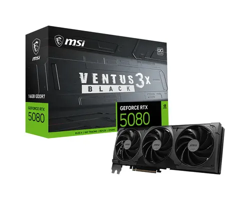 MSI VENTUS GEFORCE RTX 5080 16G 3X OC BLACK karta graficzna NVIDIA 16 GB GDDR7