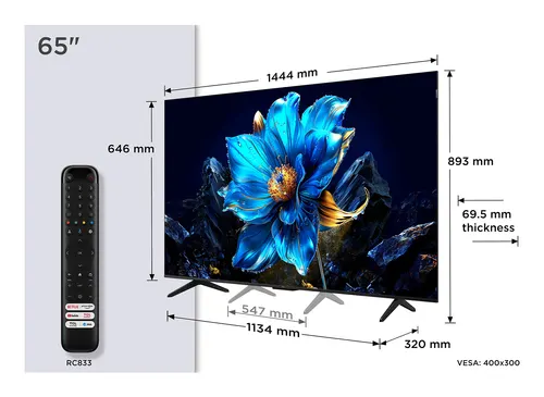 TCL P79K 65P79K Telewizor 165,1 cm (65") 4K Ultra HD Smart TV Wi-Fi Metaliczny 430 cd/m²