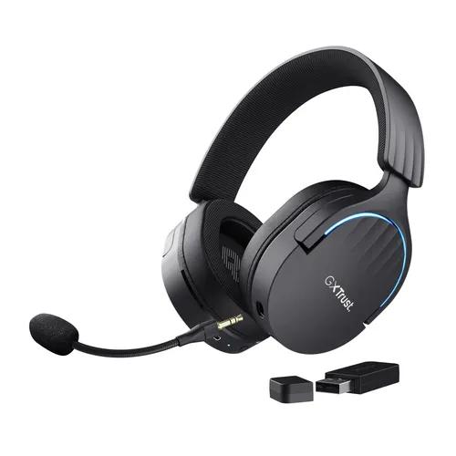 Trust GXT 491 Fayzo Zestaw słuchawkowy Przewodowy i Bezprzewodowy Opaska na głowę Gaming USB Type-C Bluetooth Czarny