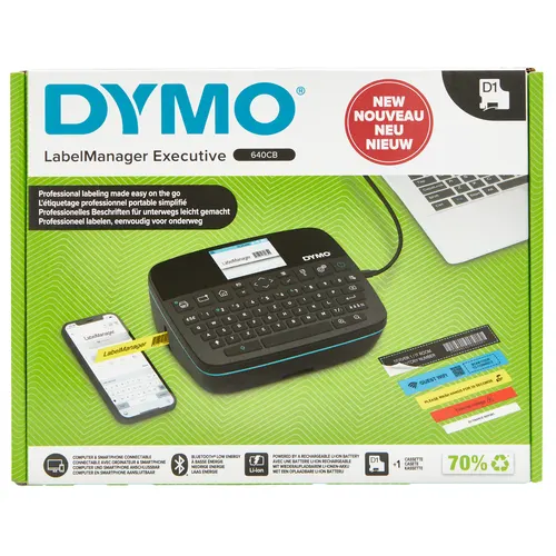 DYMO LabelManager Executive 640 CB Przenośna drukarka etykiet, Kompaktowa maszyna do tworzenia etykiet, Podwójna łączność Bluetooth i USB, Kompatybilna ze etykietami D1