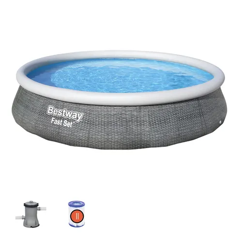 Bestway Fast Set 57376 basen zewnętrzny naziemny Basen nadmuchiwany W kształcie okręgu 7340 l Szary