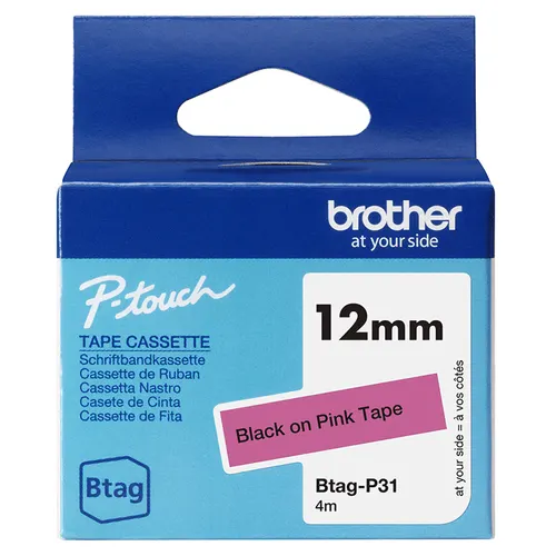 Brother BTAG-P31 taśmy do etykietowania Czarny na różowym