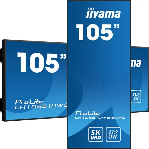 iiyama LH10551UWS-B1AG signage display Płaski panel Digital Signage 2,66 m (104.7") LED 500 cd/m² UltraWide 5K HD Czarny 24/7