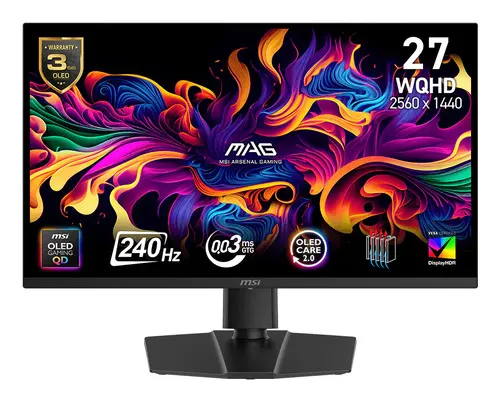 MSI MAG 273QP QD-OLED X24 monitor komputerowy 67,3 cm (26.5") 2560 x 1440 px Wide Quad HD Czarny