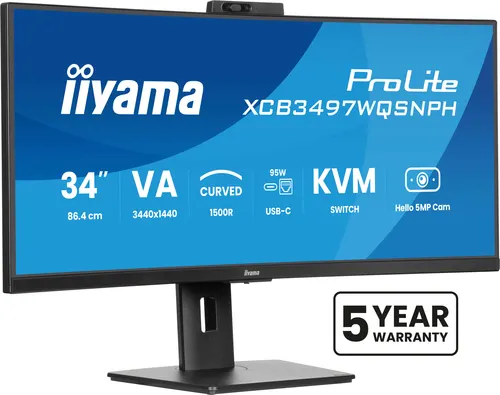 iiyama ProLite XCB3497WQSNPH-B1 monitor komputerowy 86,4 cm (34") 3440 x 1440 px UltraWide Quad HD LED Czarny