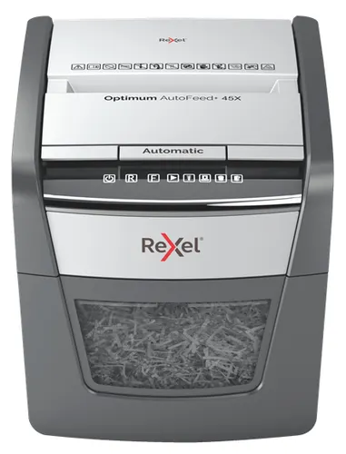 Rexel AutoFeed 45X niszczarka Rozdrabnianie krzyżowe 55 dB Czarny, Srebrny