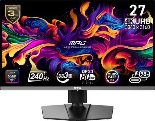 MSI MPG 272URX QD-OLED monitor komputerowy 67,3 cm (26.5") 3840 x 2160 px 4K Ultra HD Czarny