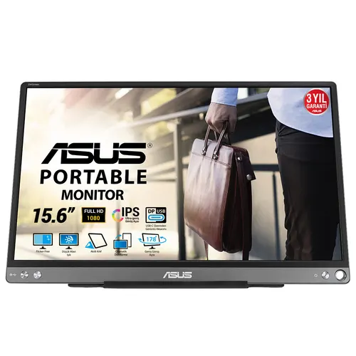 ASUS ZenScreen MB16ACE monitor komputerowy 39,6 cm (15.6") 1920 x 1080 px Full HD LED Szary