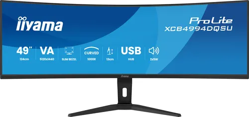 iiyama ProLite XCB4994DQSU-B1 monitor komputerowy 124,5 cm (49") 5120 x 1440 px Dual QHD LCD Czarny