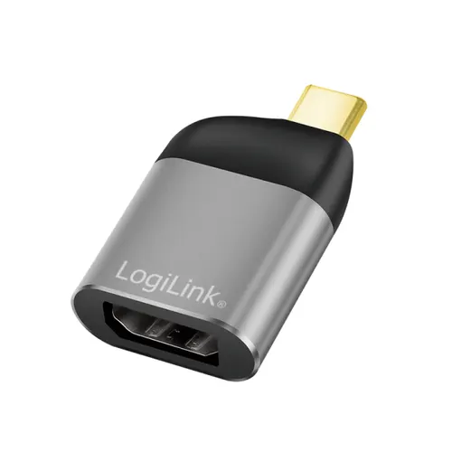 LogiLink CUA0204 przejściówka do kabli USB-C DisplayPort Czarny, Szary