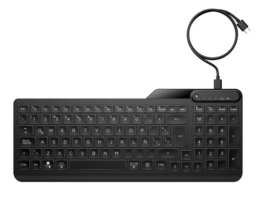 HP Przewodowa klawiatura do wielu urządzeń 405 z podświetleniem, układ niemiecki