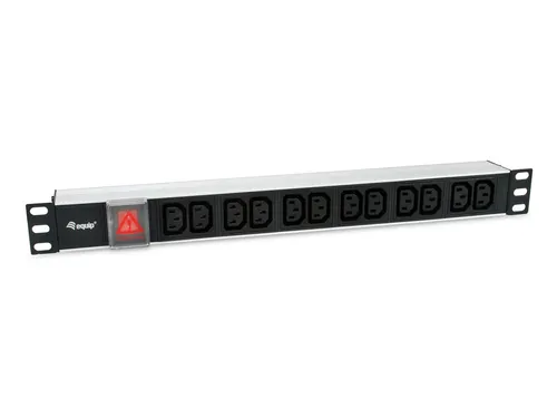 Equip 333318 rozdzielacz zasilania PDU 12 x gniazdo sieciowe 1U Czarny, Srebrny