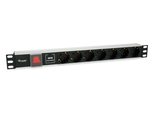 Equip 333309 rozdzielacz zasilania PDU 7 x gniazdo sieciowe 1U Czarny, Srebrny