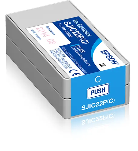 Epson SJIC22P(C): Ink cartridge for ColorWorks C3500 (Cyan), cyjan